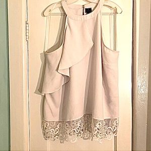 Worthington White Sleeveless Tunic with Lace Size 3X